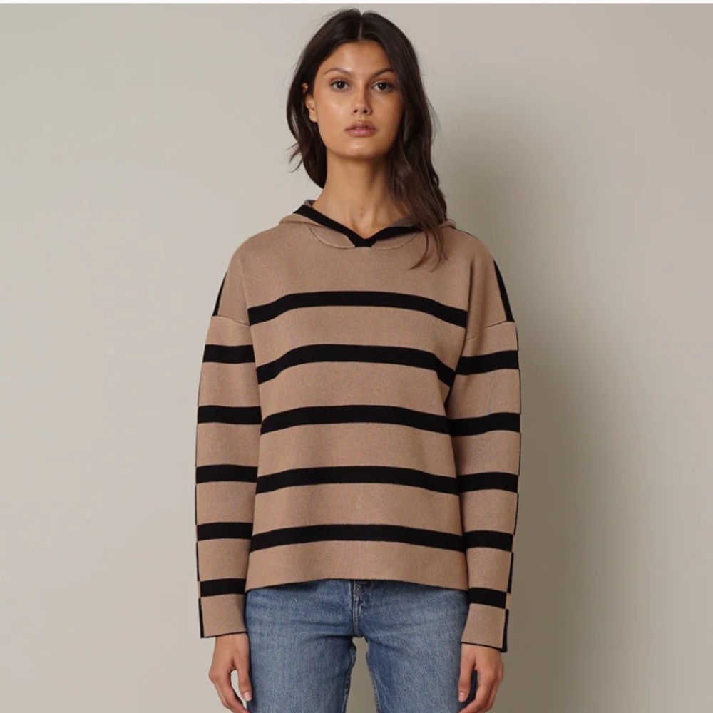 Cyrus Black and Tan Striped Hoodie